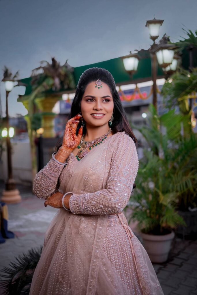 Bride poses in reception