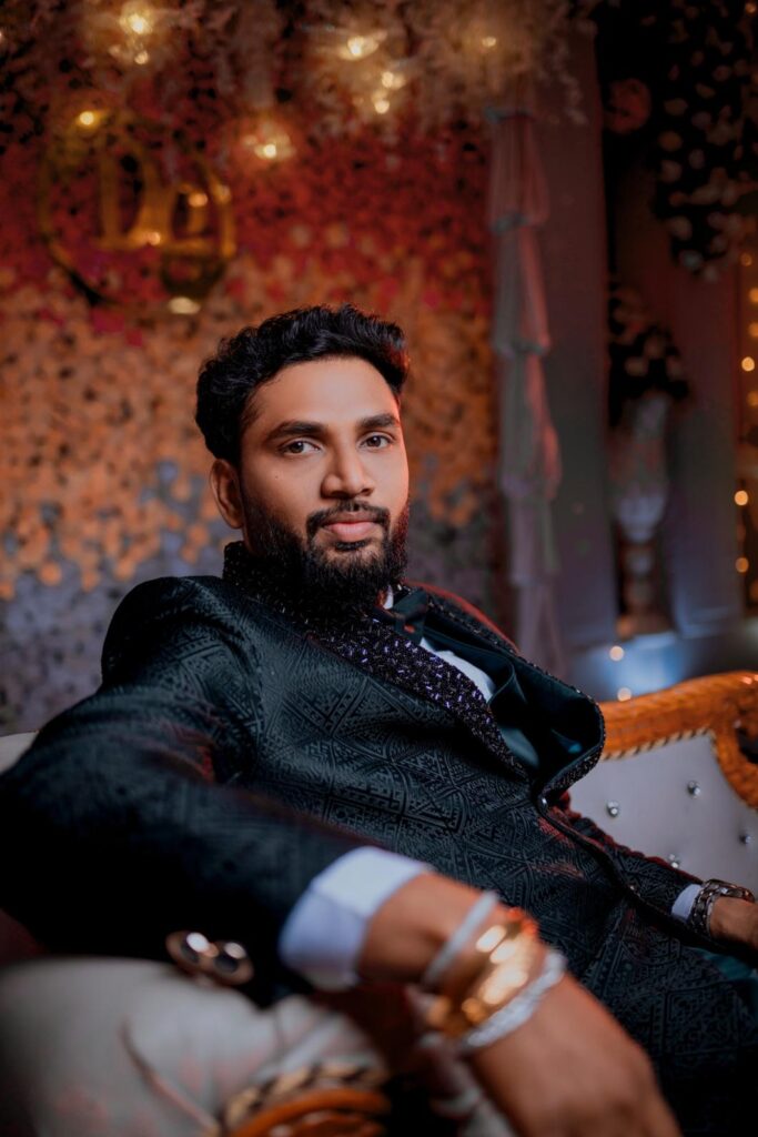 Groom Poses for Reception in Chennai